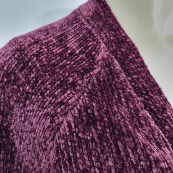 Loft Chenille Blouson Open Cardigan Sweater in Purple Wine Womens Size Medium - Picture 5 of 7